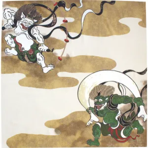 68 Fujin Raijin Rayon Chirimen | Auspicious Cloud Cream