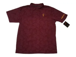 Arizona State Sun Devils Chiliwear Maroon Floral 3 Button Placket SS Polo (L)