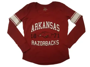 Arkansas Razorbacks GG WOMENS Maroon "Go Hogs' LS Scoop Neck T-Shirt (M)