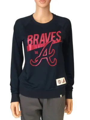 Atlanta Braves 47 Brand WOMENS Navy Lightweight Mesh Long Sleeve T-Shirt (S)