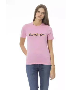 Baldinini Trend Women's Pink Cotton Tops & T-Shirt - L