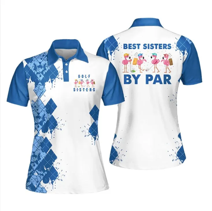 Best Sisters By Par Women Sleeveless Polo Shirt Blue, Golf Polo Shirt for Women