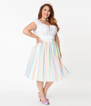 Bettie Page Plus Size 1950s Sorbet Striped Ellie Swing Skirt