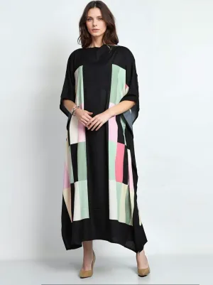 Black Geo Bliss Kaftan MIDI-Sizes Available AU 10-24