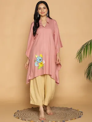 Blush Rayon MandarinKurta - FloralMelange