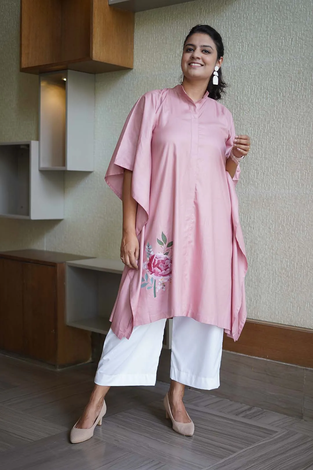 Blush Rayon MandarinKurta - RoseDew