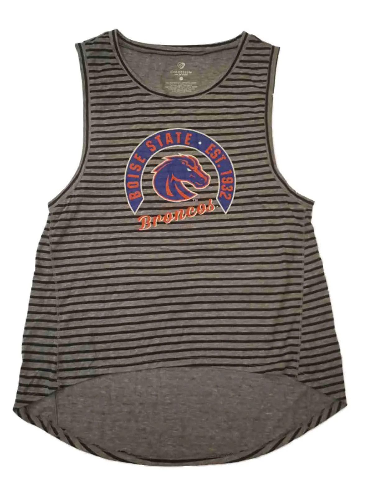 Boise State Broncos Colosseum WOMEN'S Gray & Black Striped Tank Top (M)