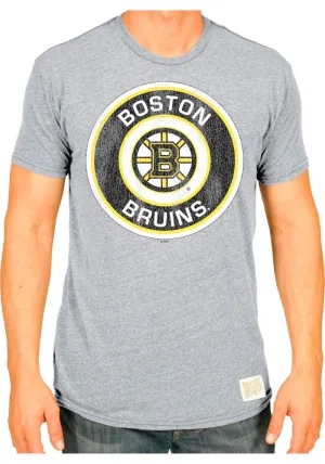 Boston Bruins Retro Brand Light Gray TriBlend Vintage Logo T-Shirt