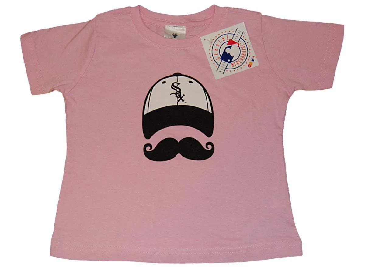 Chicago White Sox SAAG Toddler Girls Pink Mustache Short Sleeve T-Shirt