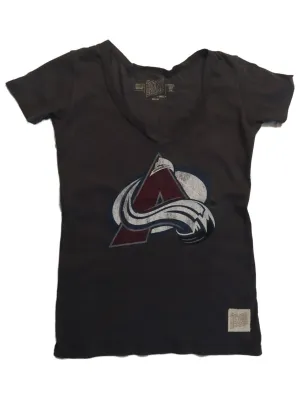 Colorado Avalanche Retro Brand WOMEN Gray Deep V-Neck Tri-Blend T-Shirt