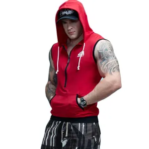 Fit Sleeveless Tapered Zip Crossfit Tank Top Hoodie