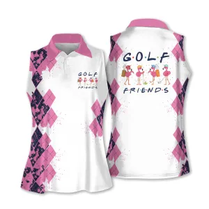 Golf Friends Flamingo V2 Women Sleeveless Polo Shirt, Short Sleeve Polo Shirt