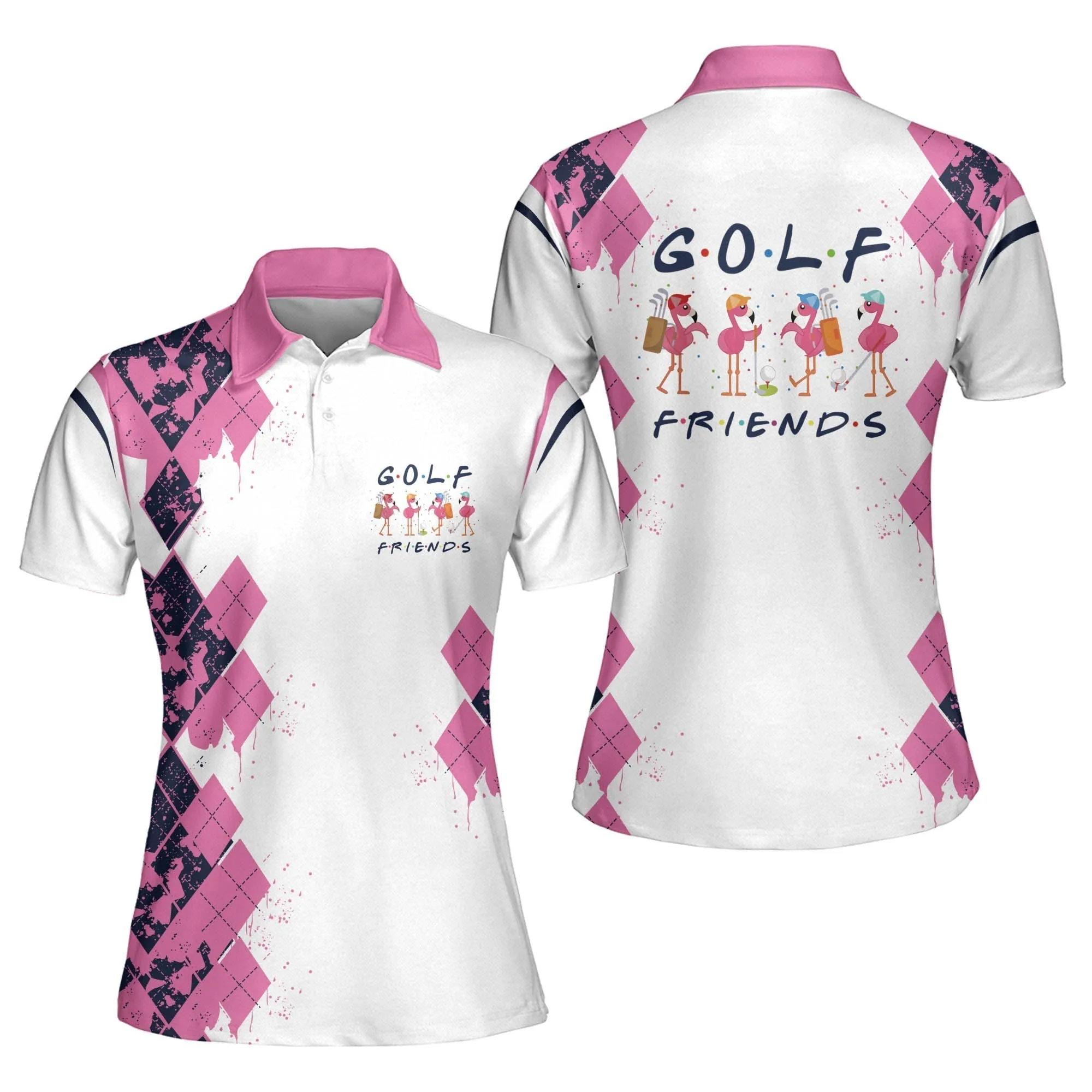 Golf Friends Flamingo V2 Women Sleeveless Polo Shirt, Short Sleeve Polo Shirt