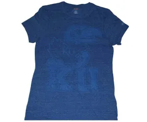 Kansas Jayhawks Soffe Womens Faded Mascot Logo Design Blue T-Shirt (L)