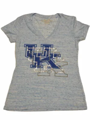 Kentucky Wildcats Retro Brand WOMENS Blue Burnout SS V-Neck T-Shirt (M)