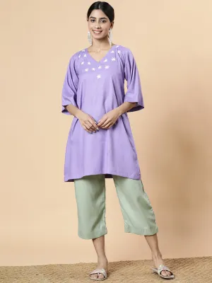 Lavender Rayon Kurti - Periwinkle