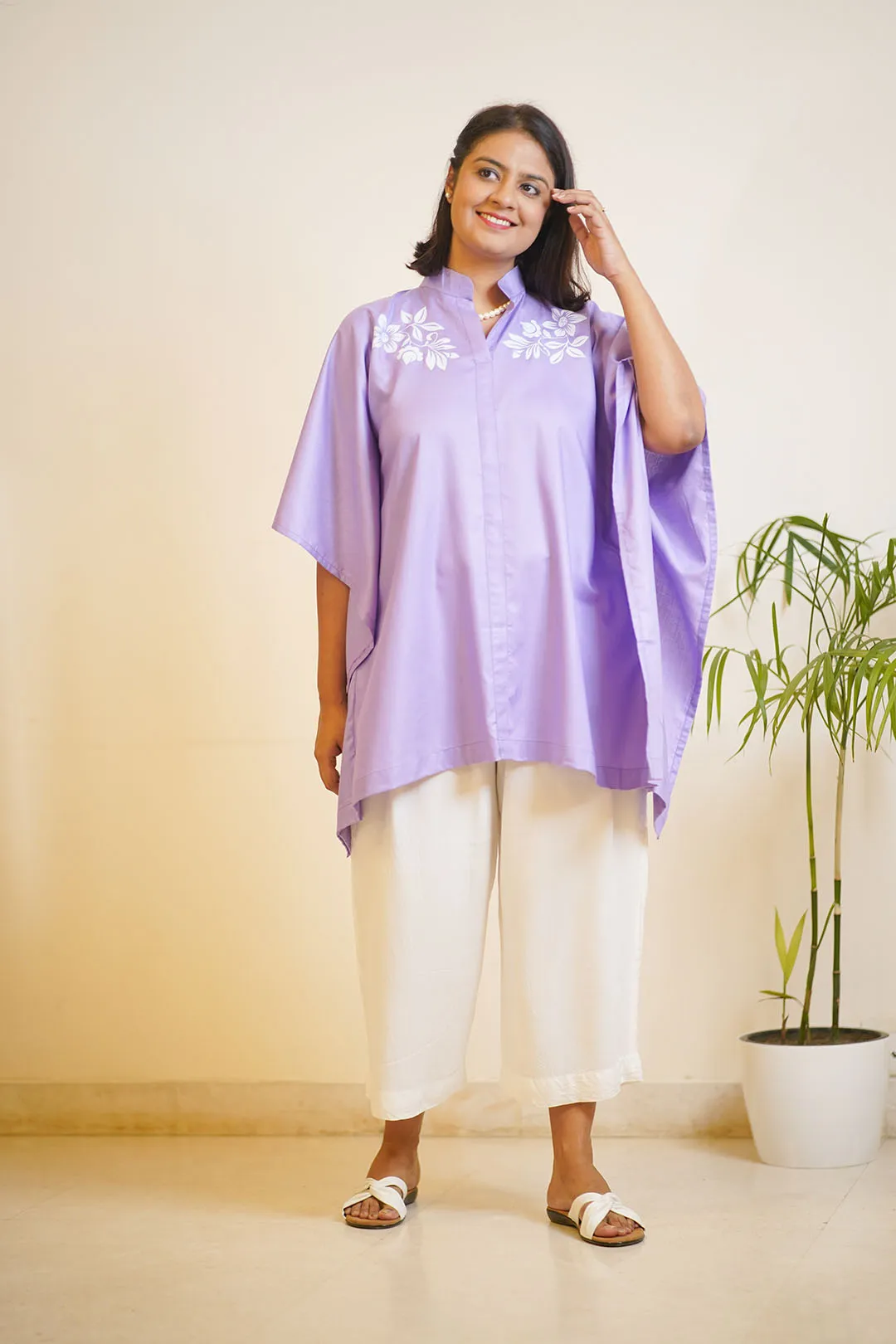 Lavender Rayon MandarinKurti - Flow