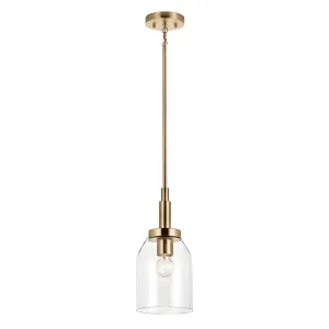 Madden 15" 1-Light Mini Pendant Light with Clear Glass, Champagne Bronze Finish