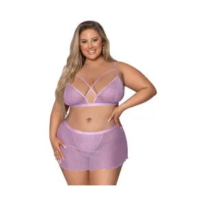 Magic Silk Girl Next Door Bralette With Skirt Lilac Queen Size