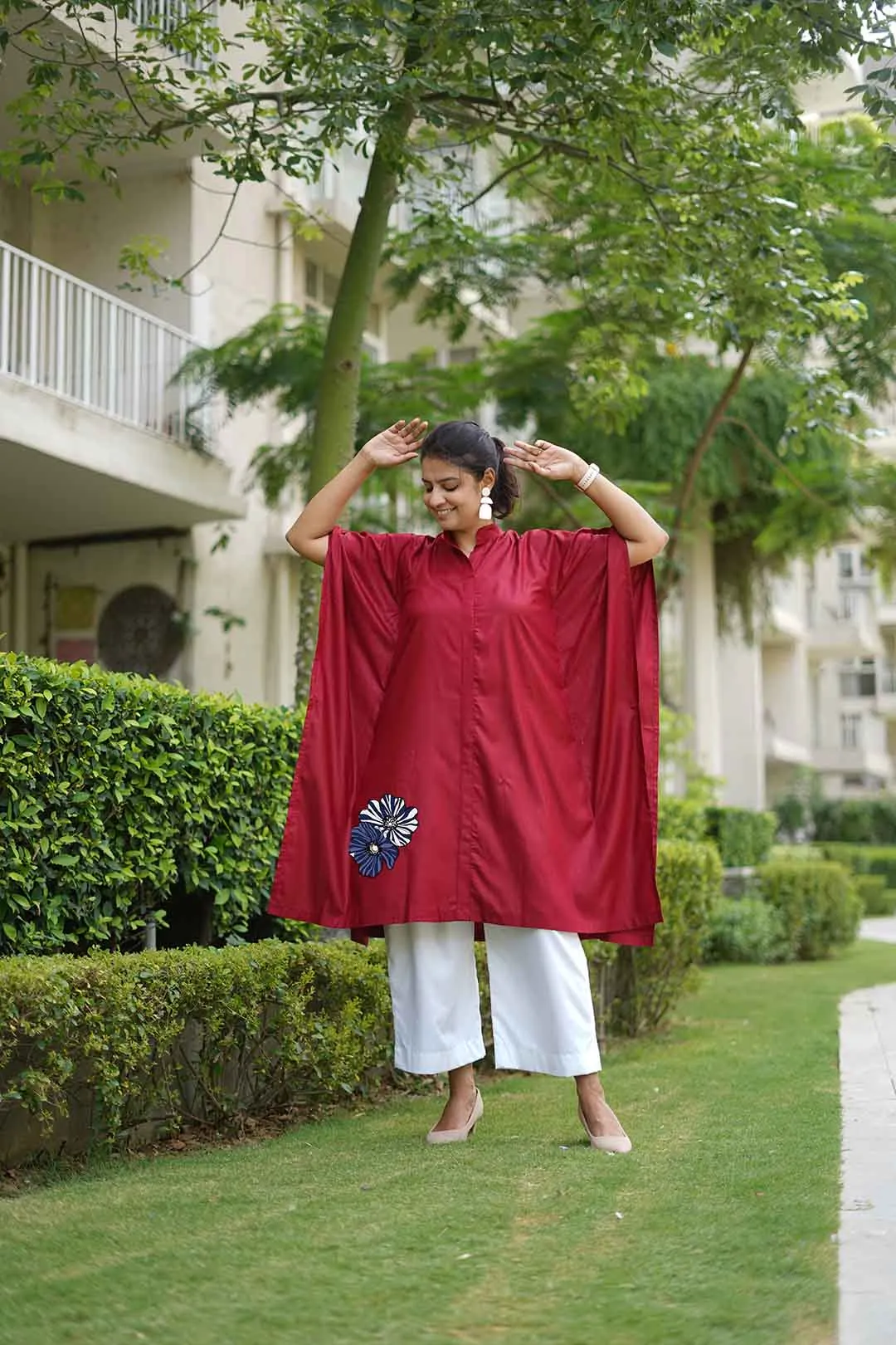 Maroon Rayon MandarinKurta - CrimsonPetal