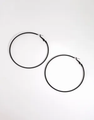 Matte Black Motor Fine Hoop Earrings