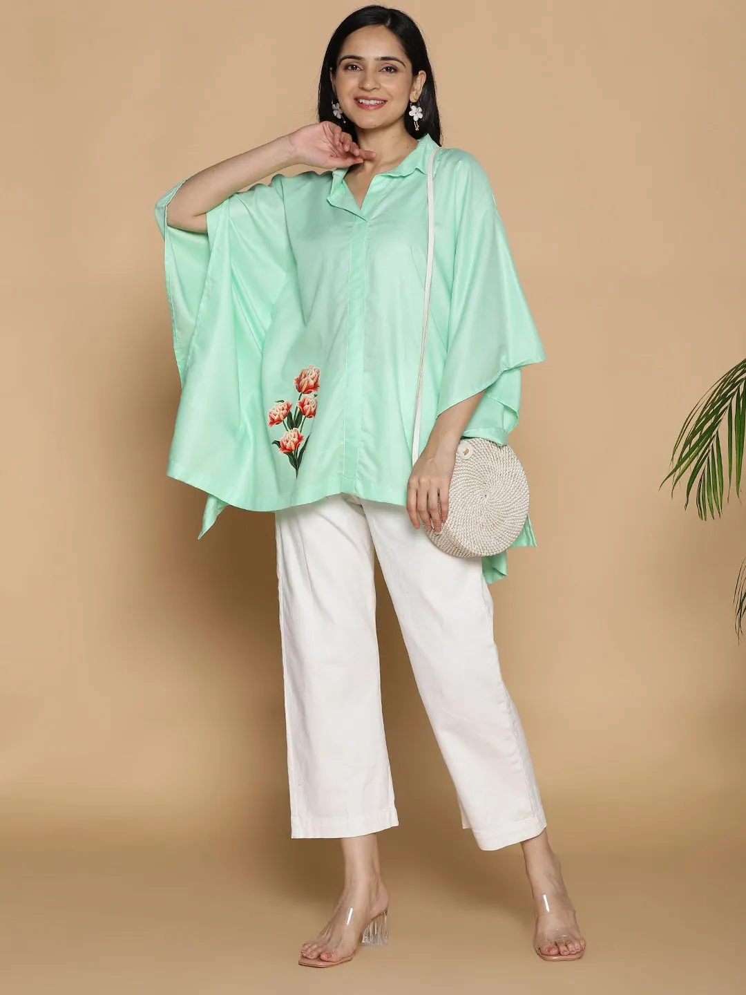 Mint Kaftan Top - Flowering