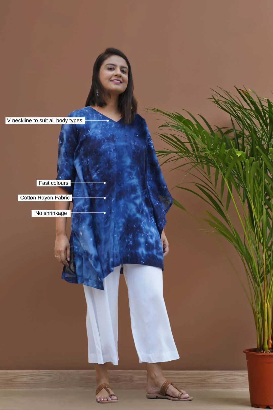 Navy Rayon TieDyeKurta - IndigoSwirls