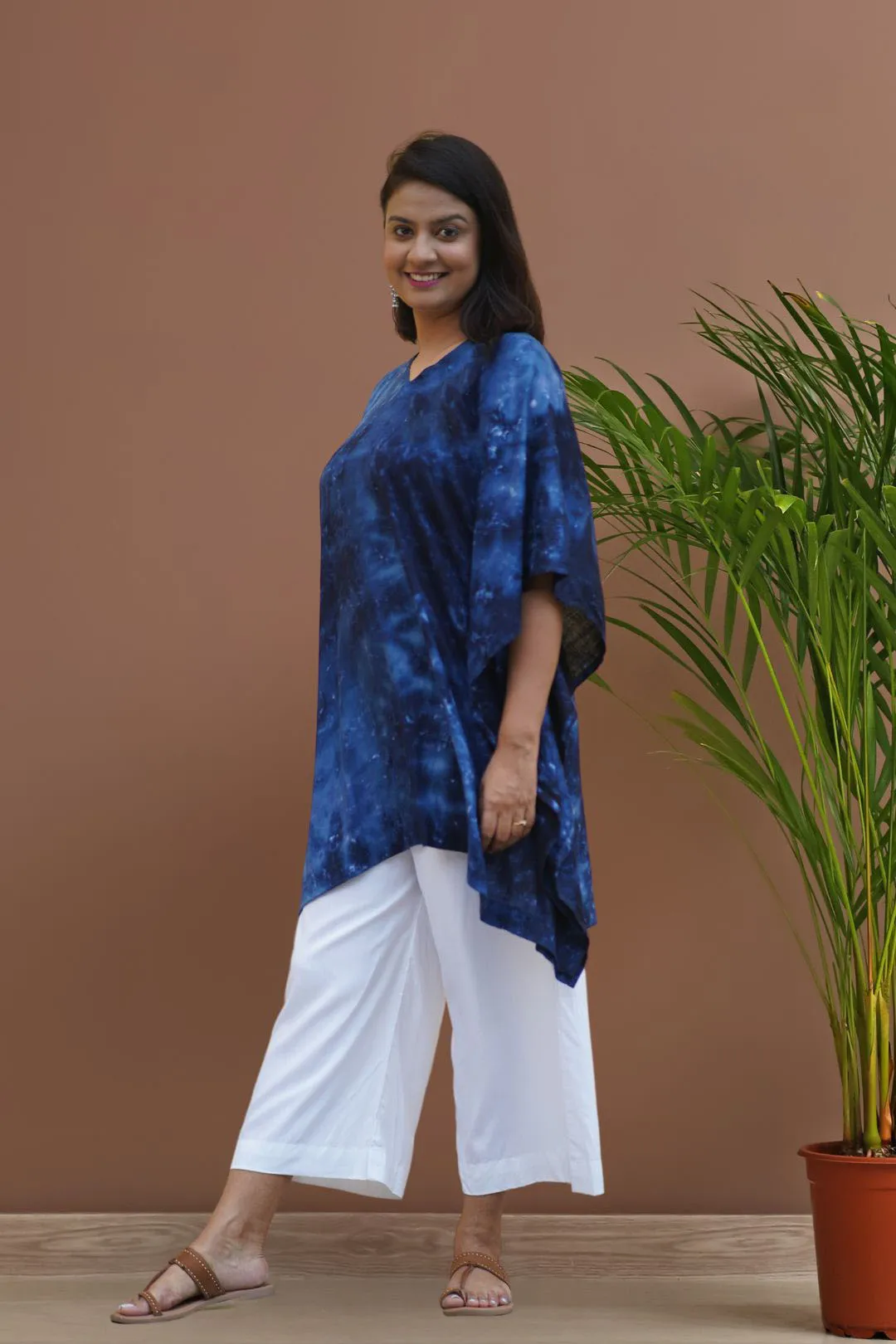 Navy Rayon TieDyeKurta - IndigoSwirls