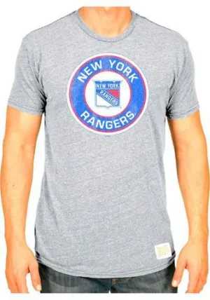 New York Rangers Retro Brand Light Gray TriBlend Vintage Logo T-Shirt