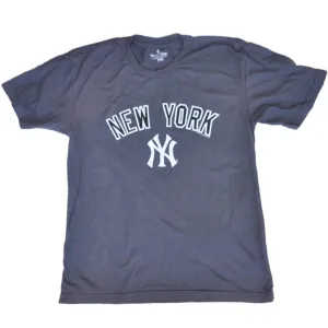 New York Yankees SAAG Women Gray Black Logo Soft Cotton Loose T-Shirt