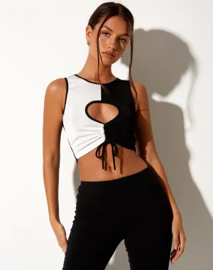 Nida Crop Top in Crepe Black and White