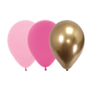 Pink & Gold Balloons - 12 Pkt