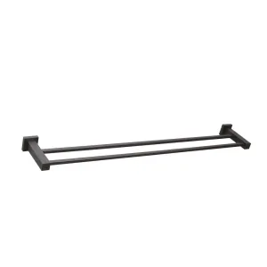 QUBI BLACK Double towel rail 750mm in Matte Black