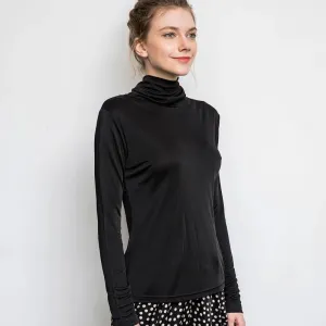 Silk Long Sleeve Turtleneck for Women - Soft Breathable Fabric, Versatile Style, Regular Fit