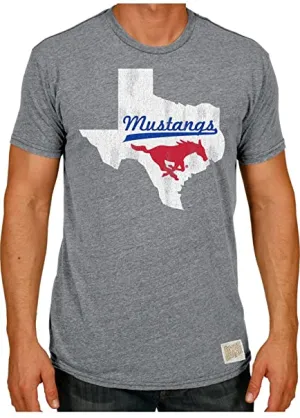 SMU Mustangs Retro Brand Gray Vintage Tri-Blend Short Sleeve T-Shirt