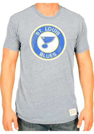 St. Louis Blues Retro Brand Light Gray TriBlend Vintage Logo T-Shirt