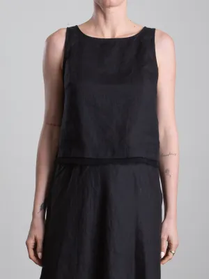 Sylvie Tank in French Linen - Black