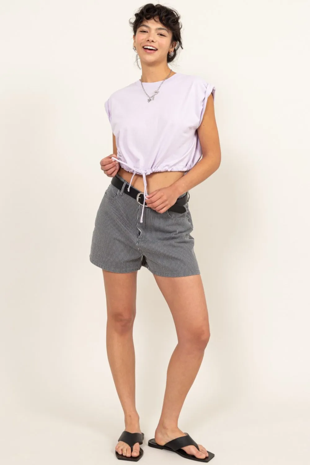 TEEK - Lavender Drawstring Hem Crop Top