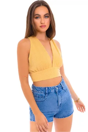 TEEK - Yellow Back Tie Crop Top