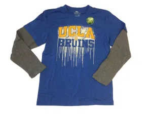 UCLA Bruins YOUTH Blue & Gray Glow in the Dark Logo LS Crew Neck T-Shirt (L)