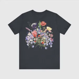 Unisex Pressed Wild Flower Cottagecore Style Jersey Short Sleeve Tee