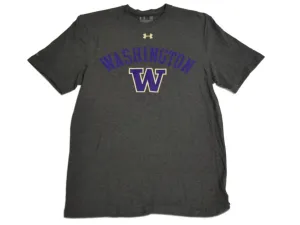 Washington Huskies Under Armour Gray HeatGear Charged Cotton T-Shirt (M)