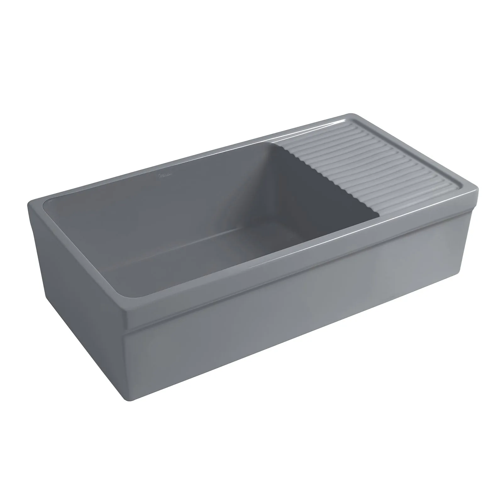 Whitehaus WHQD540-M-CEMENT Farmhaus Quatro Alcove Large Reversible Fireclay Kitchen Sink